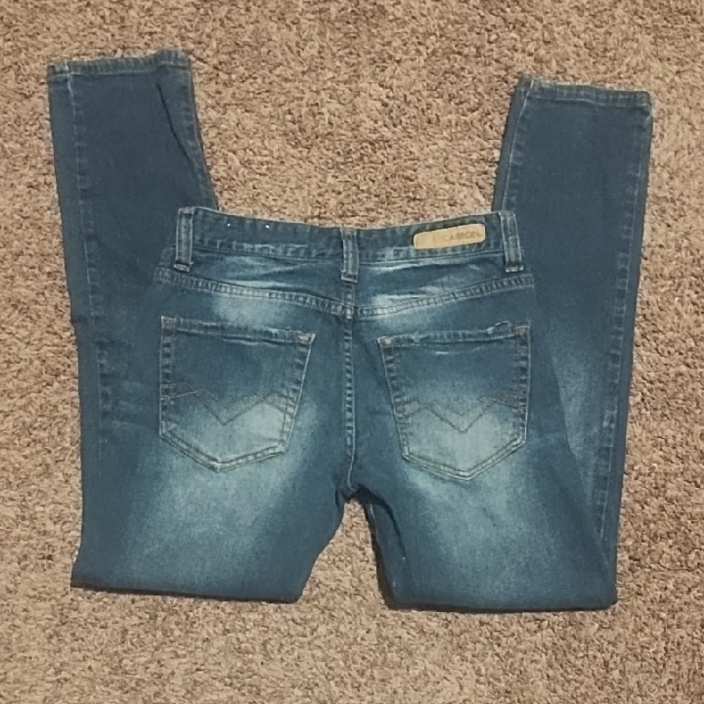 #2125 Carbon Men's Faded Blue Skinny Jeans